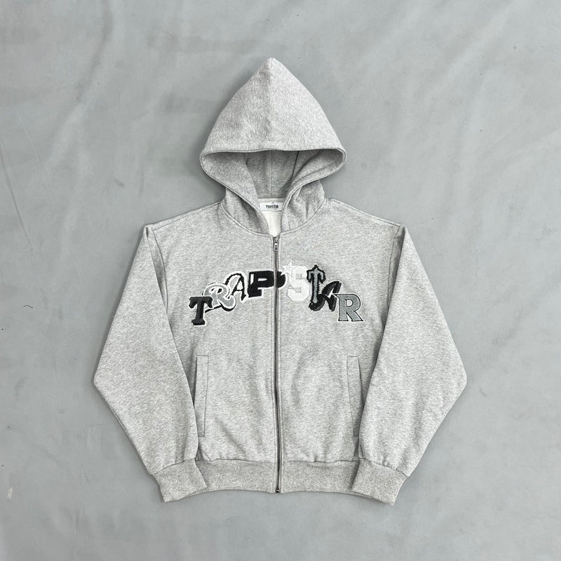 Trapstar Wildcard Chenille Hoodie Tracksuit Grey Monochrome