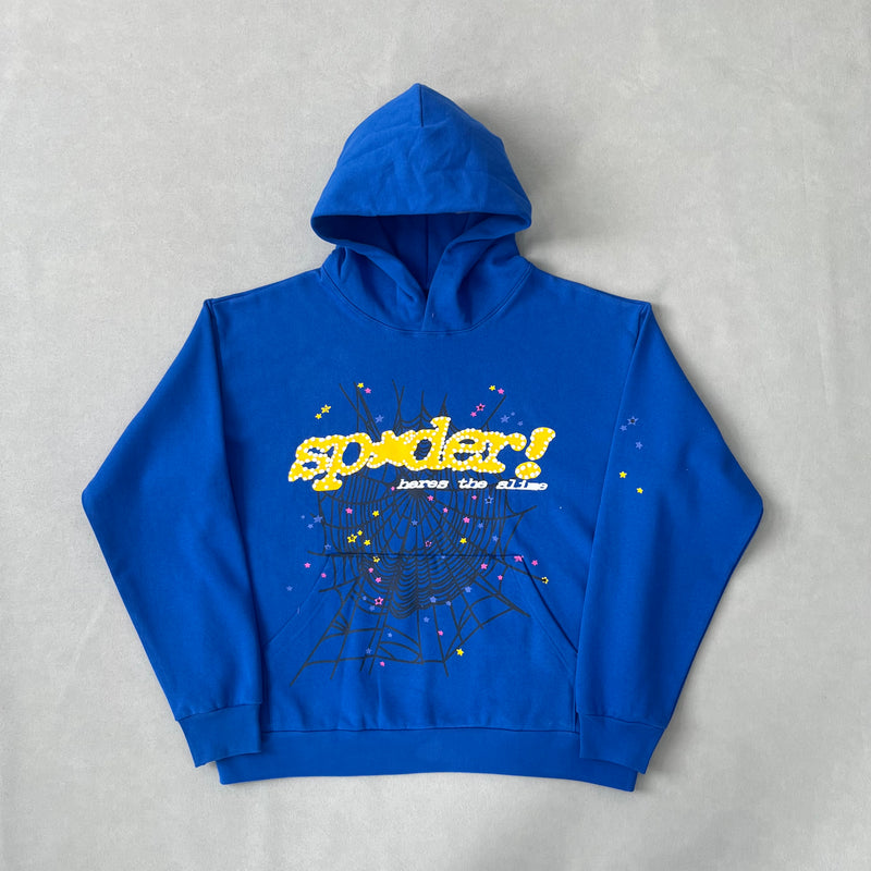 SP5DER Marina Blue Hoodie – Vibrant Designer Streetwear