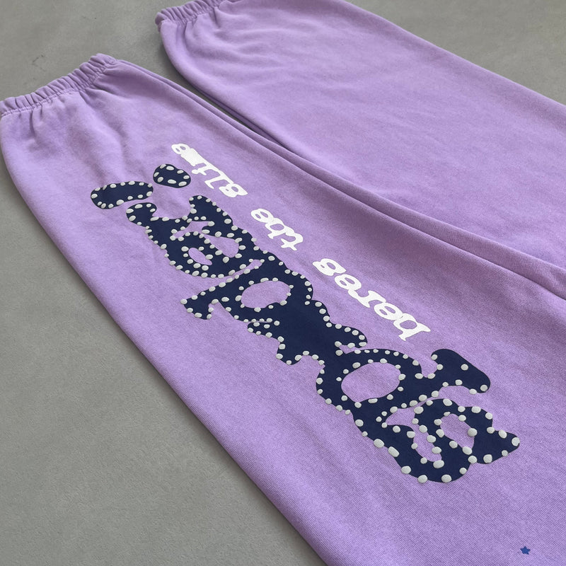 SP5DER Acai Purple Pants – Bold Designer Streetwear with Graphic Details