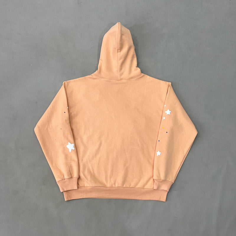 SP5DER Peach Hoodie – Bold Designer Streetwear with Web Graphic