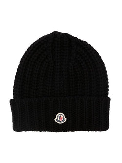 Moncler logo-patch cashmere-blend Beanie