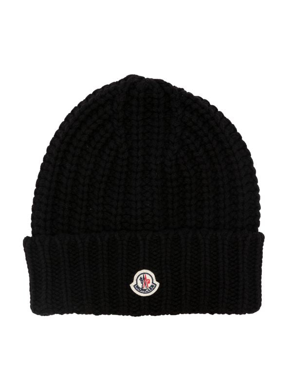 Moncler logo-patch cashmere-blend Beanie