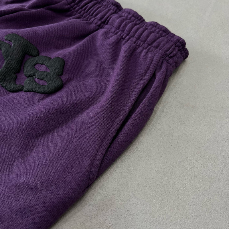 SP5DER Purple Pants – Designer Streetwear with Bold Graphic Details