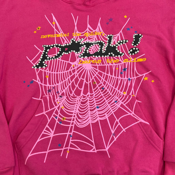 SP5DER P*NK Pink Hoodie – Designer Streetwear with Bold Graphic Details