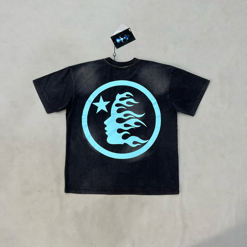 Hellstar Sports Core Logo T-Shirt 'Black/Aqua Blue'