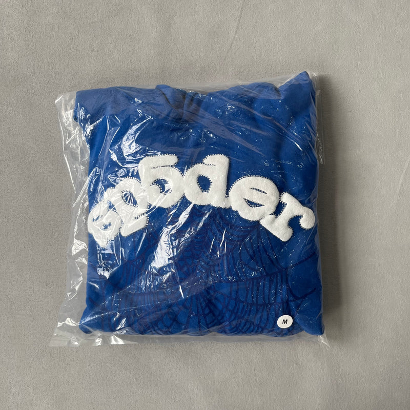 SP5DER Blue Hoodie – Bold Designer Streetwear