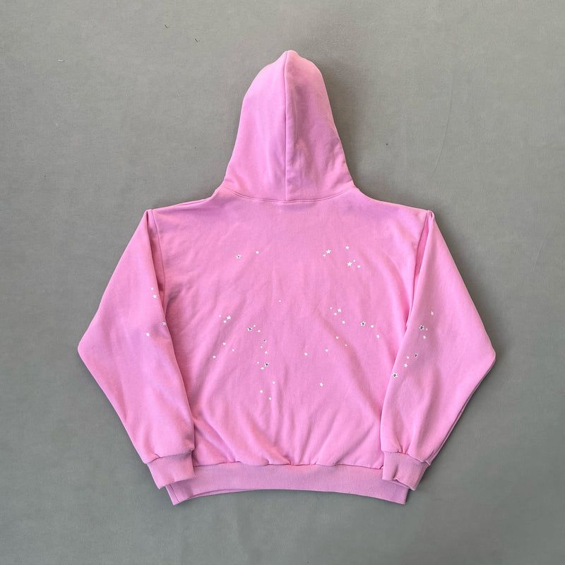 SP5DER Atlanta Pink Hoodie – Designer Streetwear with Bold Graphic Details