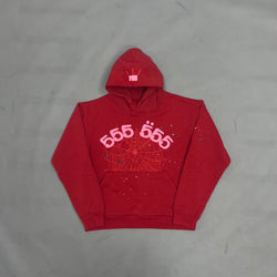 SP5DER Cherry Red Hoodie – Bold Designer Streetwear