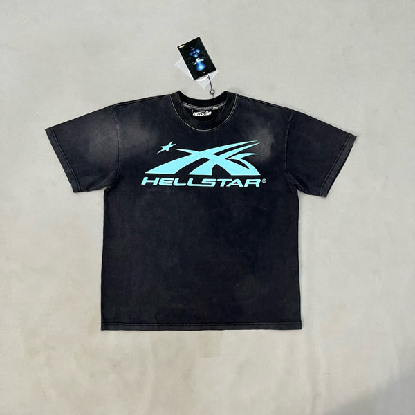 Hellstar Sports Core Logo T-Shirt 'Black/Aqua Blue'