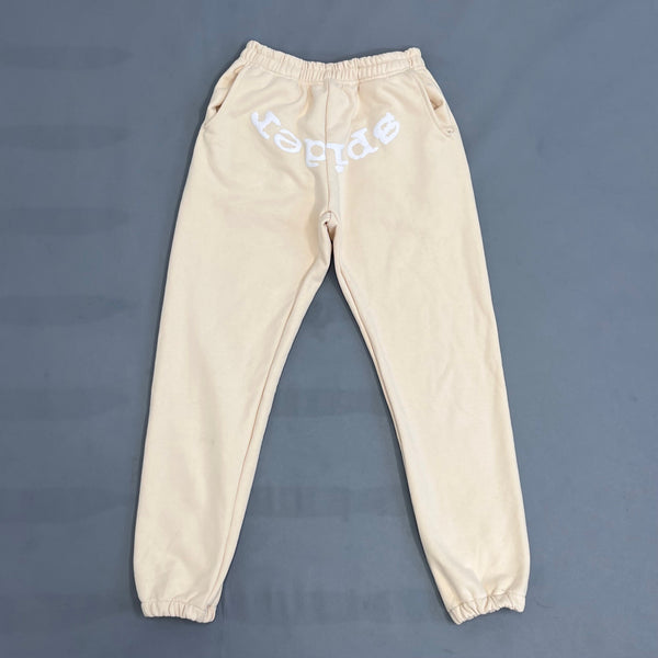 SP5DER Sand Beige Pants – Designer Streetwear with Graphic Details