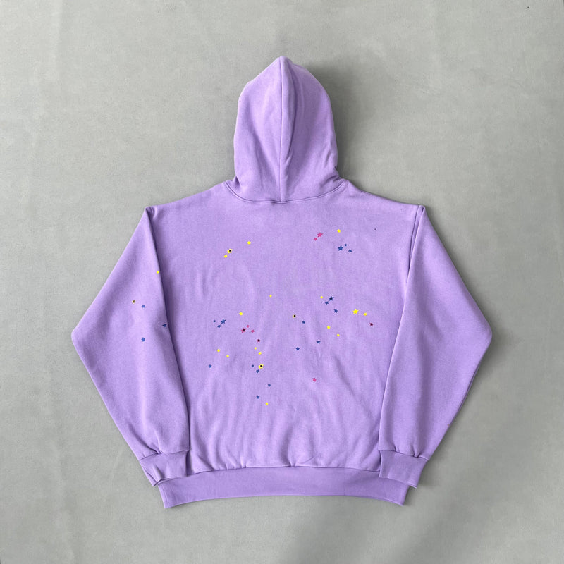 SP5DER Acai Purple Hoodie – Designer Streetwear with Bold Graphic Design