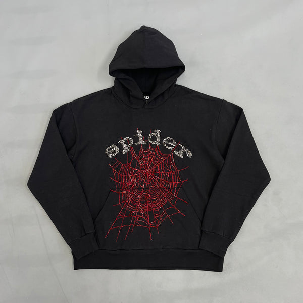 SP5DER Rhinestone Hoodie – Designer Streetwear with Sparkling Details