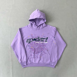 SP5DER Acai Purple Hoodie – Designer Streetwear with Bold Graphic Design