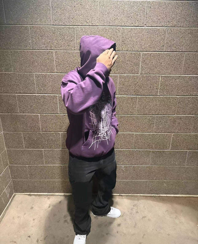 SP5DER Purple Hoodie – Vibrant Streetwear Pullover