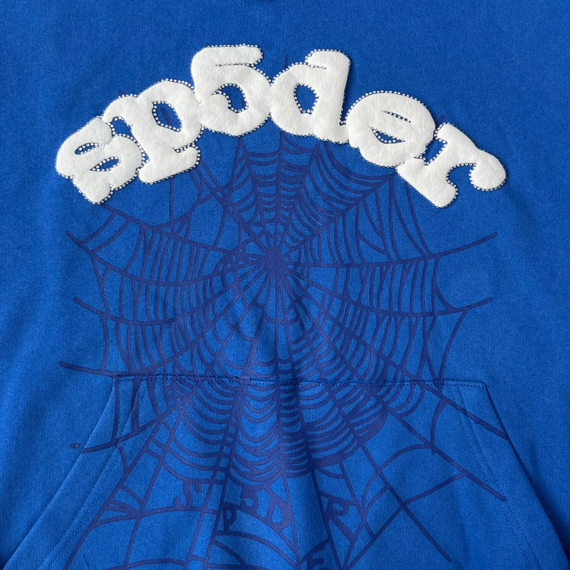 SP5DER Blue Hoodie – Bold Designer Streetwear