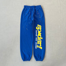 SP5DER Marina Blue Pants – Bold Designer Streetwear with Graphic Details