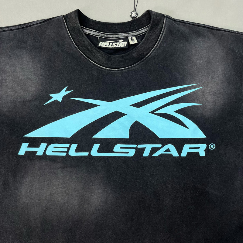 Hellstar Sports Core Logo T-Shirt 'Black/Aqua Blue'