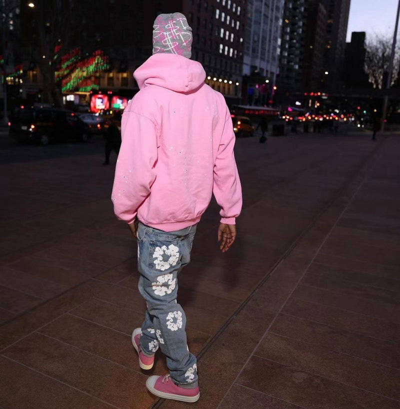 SP5DER Atlanta Pink Hoodie – Designer Streetwear with Bold Graphic Details