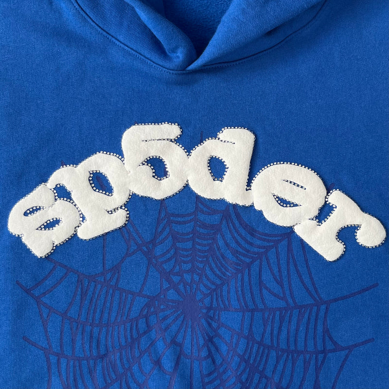 SP5DER Blue Hoodie – Bold Designer Streetwear