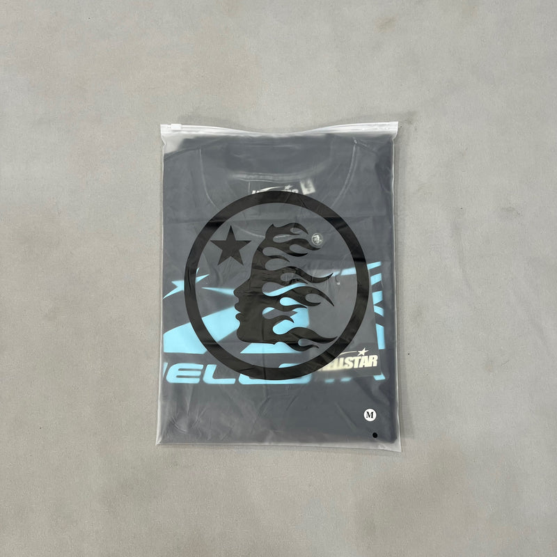 Hellstar Sports Core Logo T-Shirt 'Black/Aqua Blue'