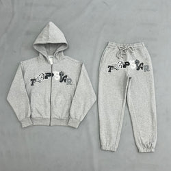 Trapstar Wildcard Chenille Hoodie Tracksuit Grey Monochrome