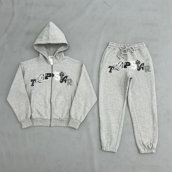 Trapstar Wildcard Chenille Hoodie Tracksuit Grey Monochrome