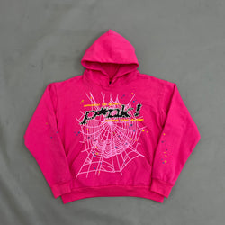 SP5DER P*NK Pink Hoodie – Designer Streetwear with Bold Graphic Details