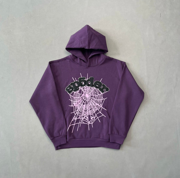 SP5DER Purple Hoodie – Vibrant Streetwear Pullover