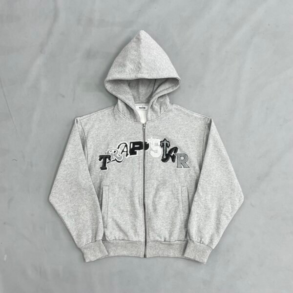 Trapstar Wildcard Chenille Hoodie Tracksuit Grey Monochrome - Image 2