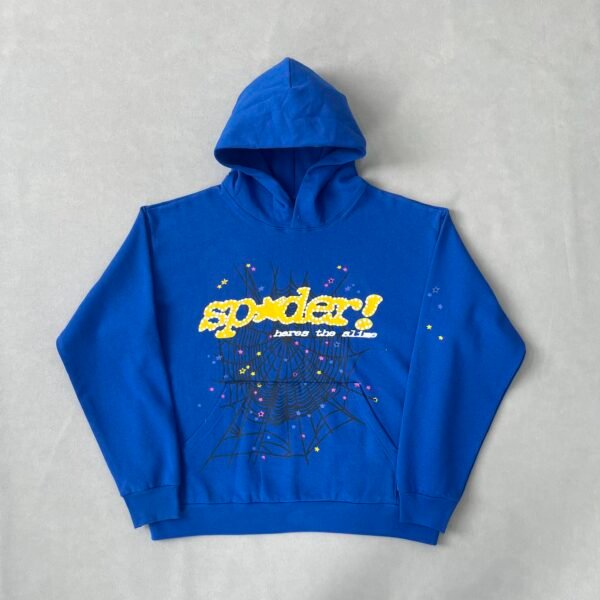 SP5DER Marina Blue Hoodie – Vibrant Designer Streetwear