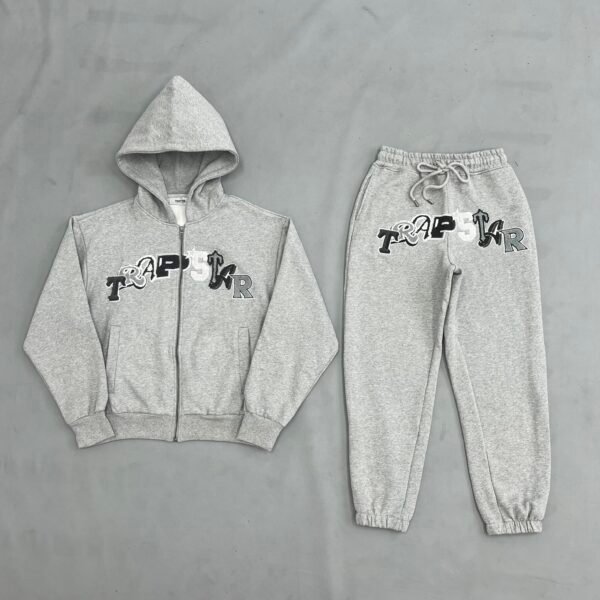 Trapstar Wildcard Chenille Hoodie Tracksuit Grey Monochrome